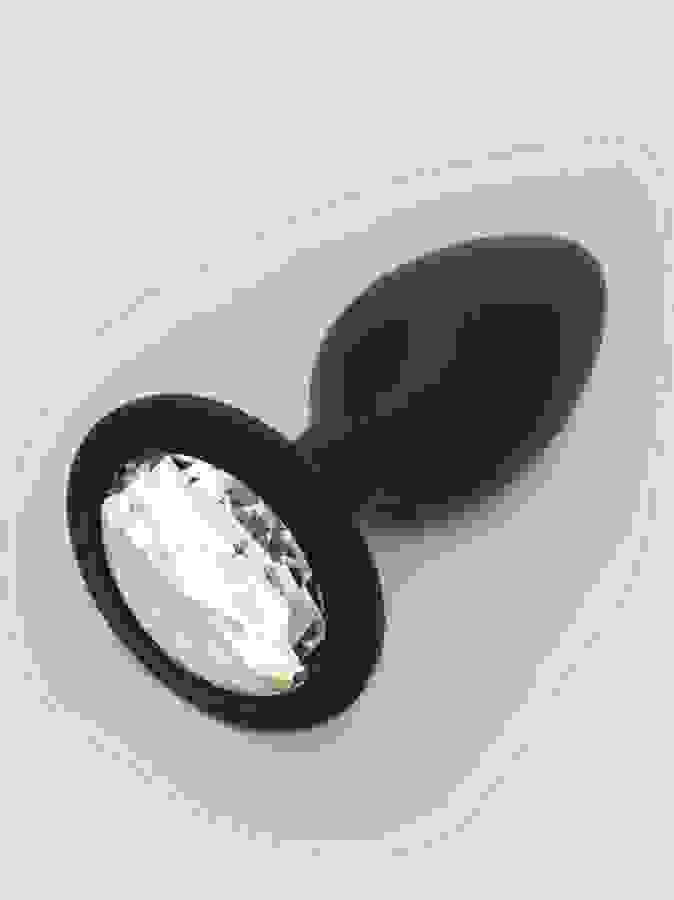 Lovehoney Jewelled Silicone Butt Plug 3 Inch , Black, hi-res